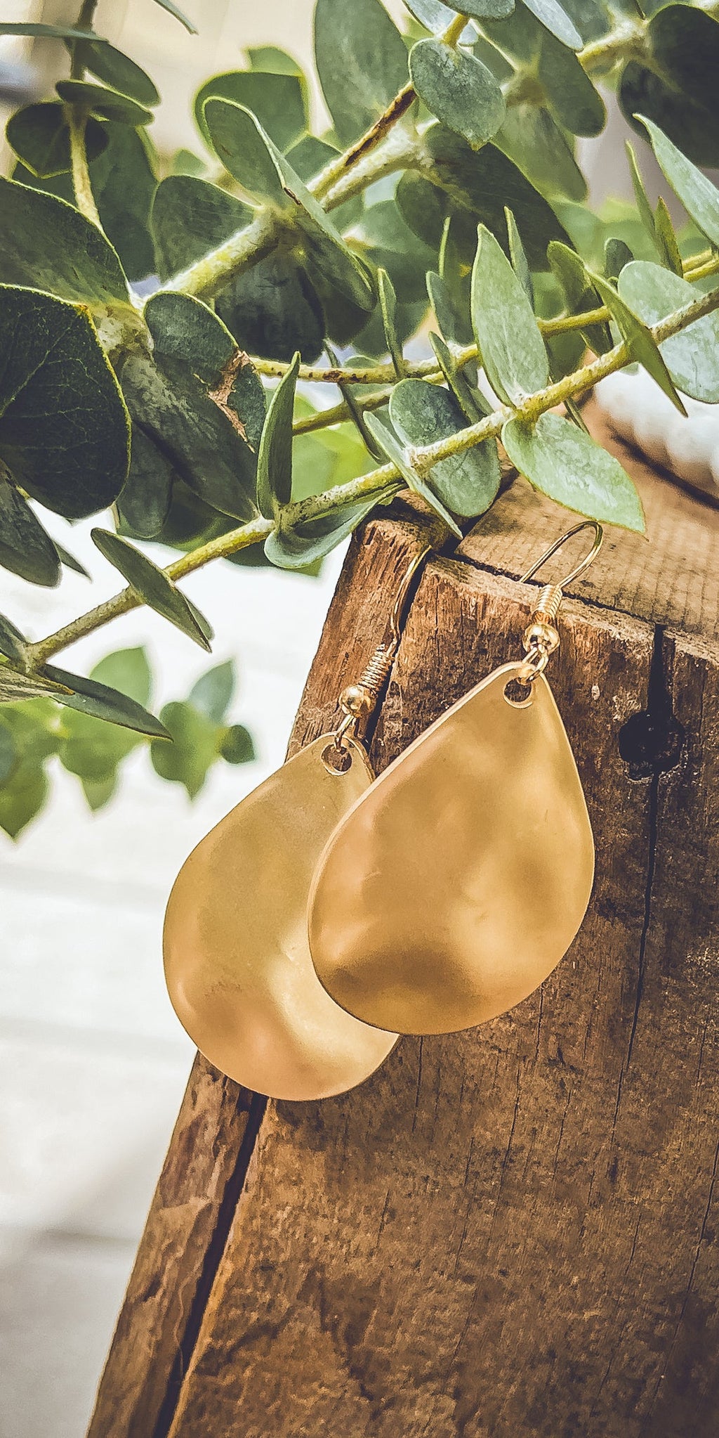 Beautiful Hammered Gold or Silver Drop Earrings