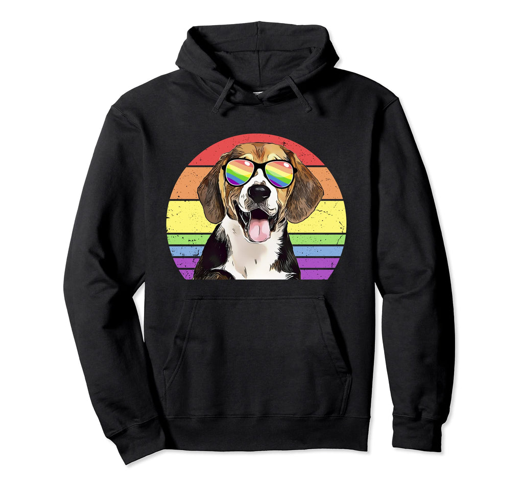 Lgbtq Beagle Dog Rainbow Love Pride Hoodie - Novelty Apparel for Adults