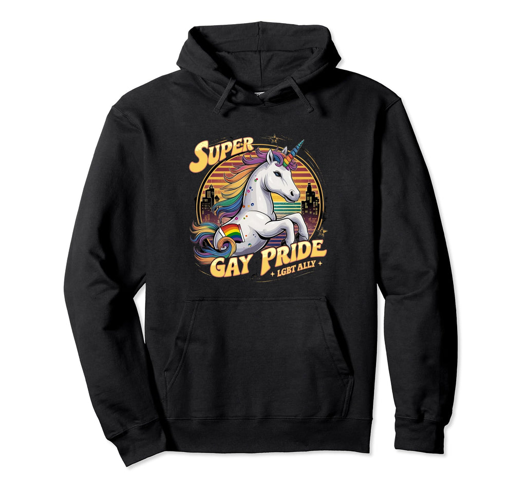 Lgbtq Unicorn Super Gay Pride Lgbt Hoodie - Custom Art Print for Adults