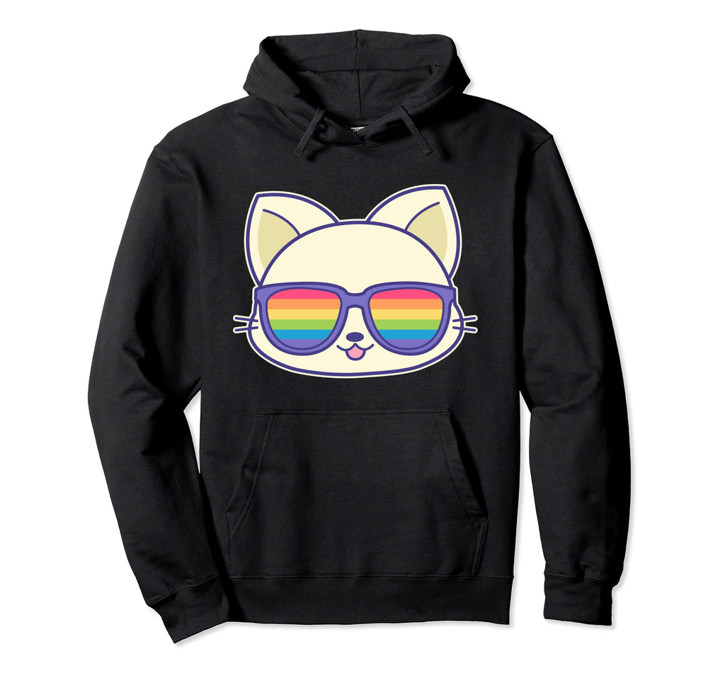 Cat Pride Flag Rainbow Sunglasses Lgbtq Hoodie - Streetwear Style Men Women
