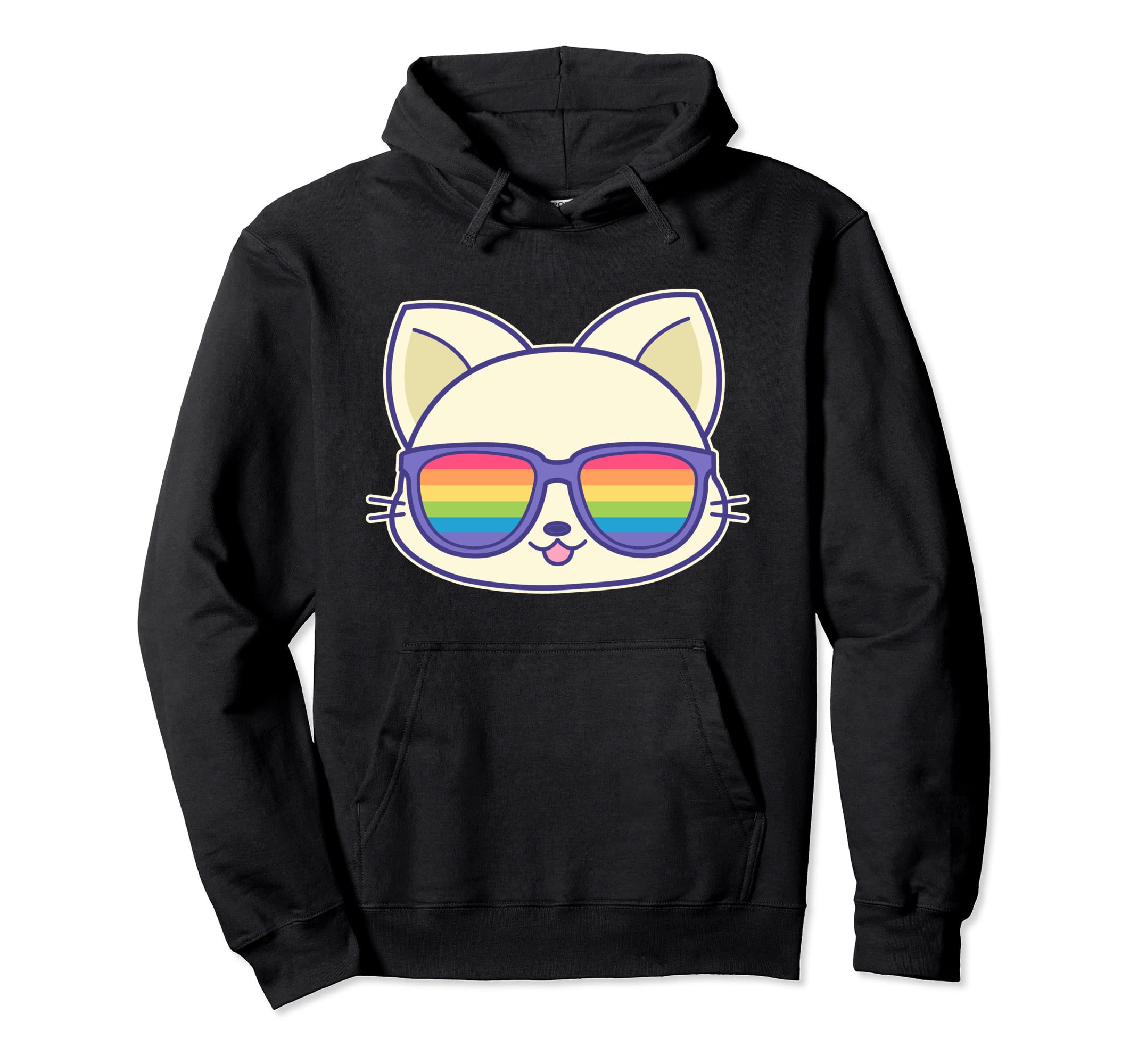 Cat Pride Flag Rainbow Sunglasses Lgbtq Hoodie - Streetwear Style Men Women