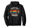 Tuned Into Pride Rainbow Lgbtq Tv Hoodie - Fun Novelty Design for Adults