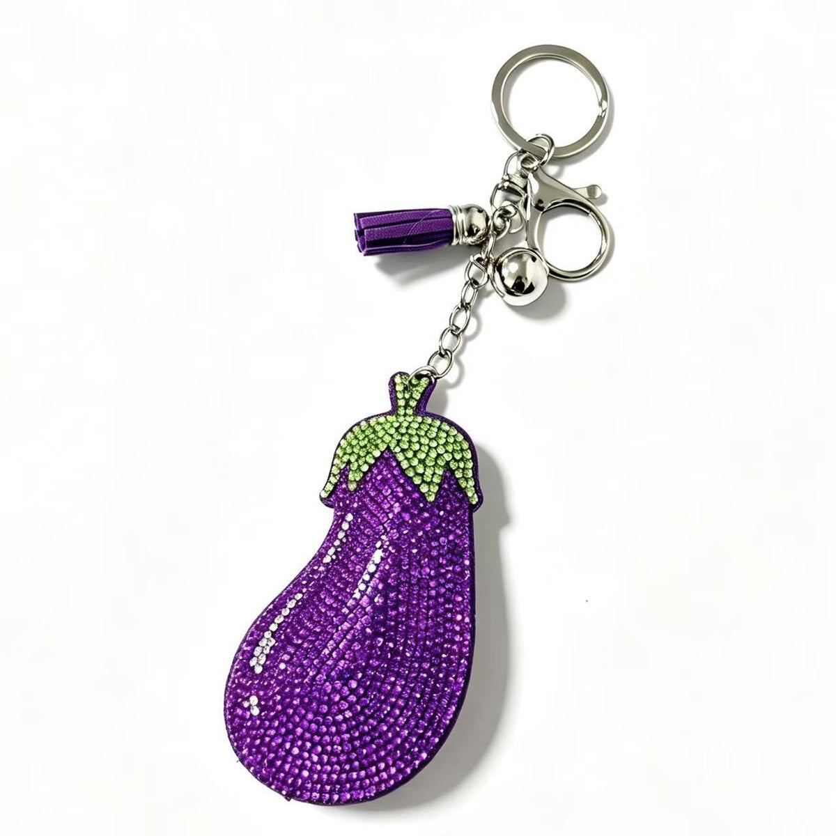 Hot-fix Rhinestone Eggplant Keychaincreative Fruit Design