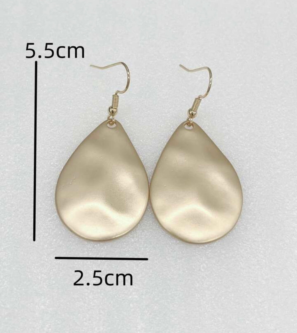 Beautiful Hammered Gold or Silver Drop Earrings