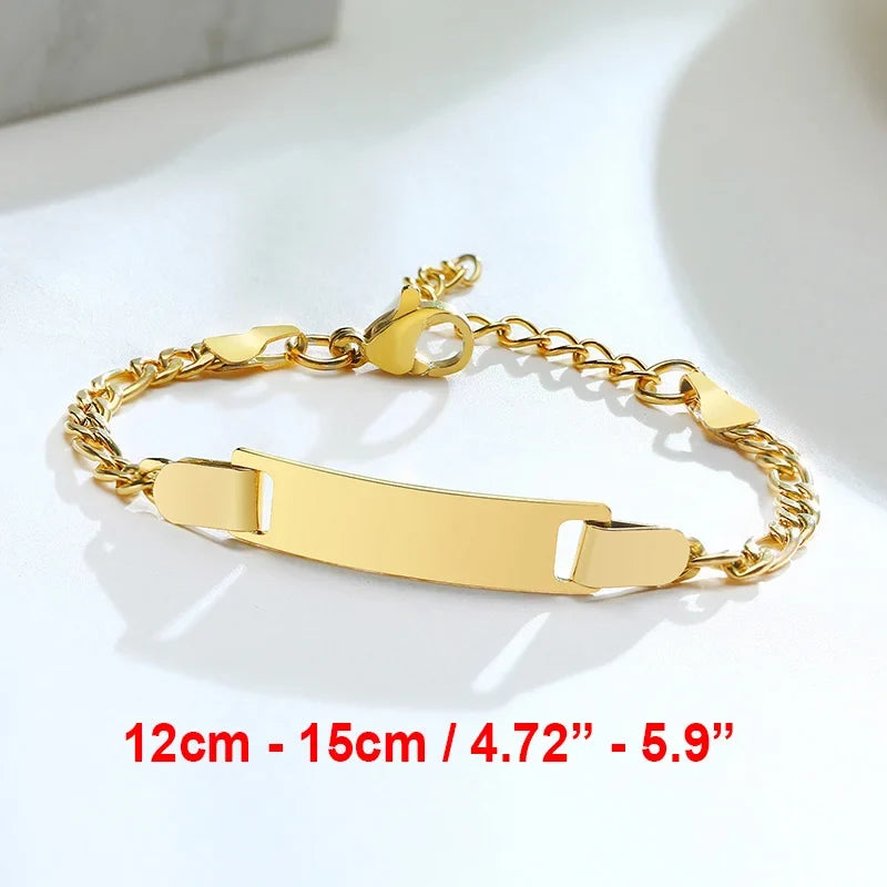 Vnox Personalize Custom Baby Girls Name Bracelet Gold Color Solid Stainless Steel Adjustable Boys Bracelet Gift to New Mom