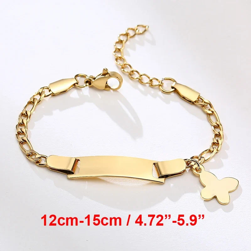 Vnox Personalize Custom Baby Girls Name Bracelet Gold Color Solid Stainless Steel Adjustable Boys Bracelet Gift to New Mom