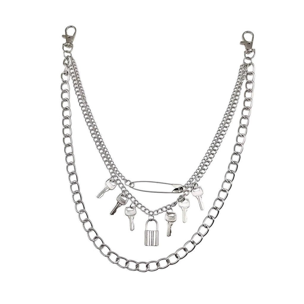 Vintage Metal Key Pendant Multi-layer Waist Chain