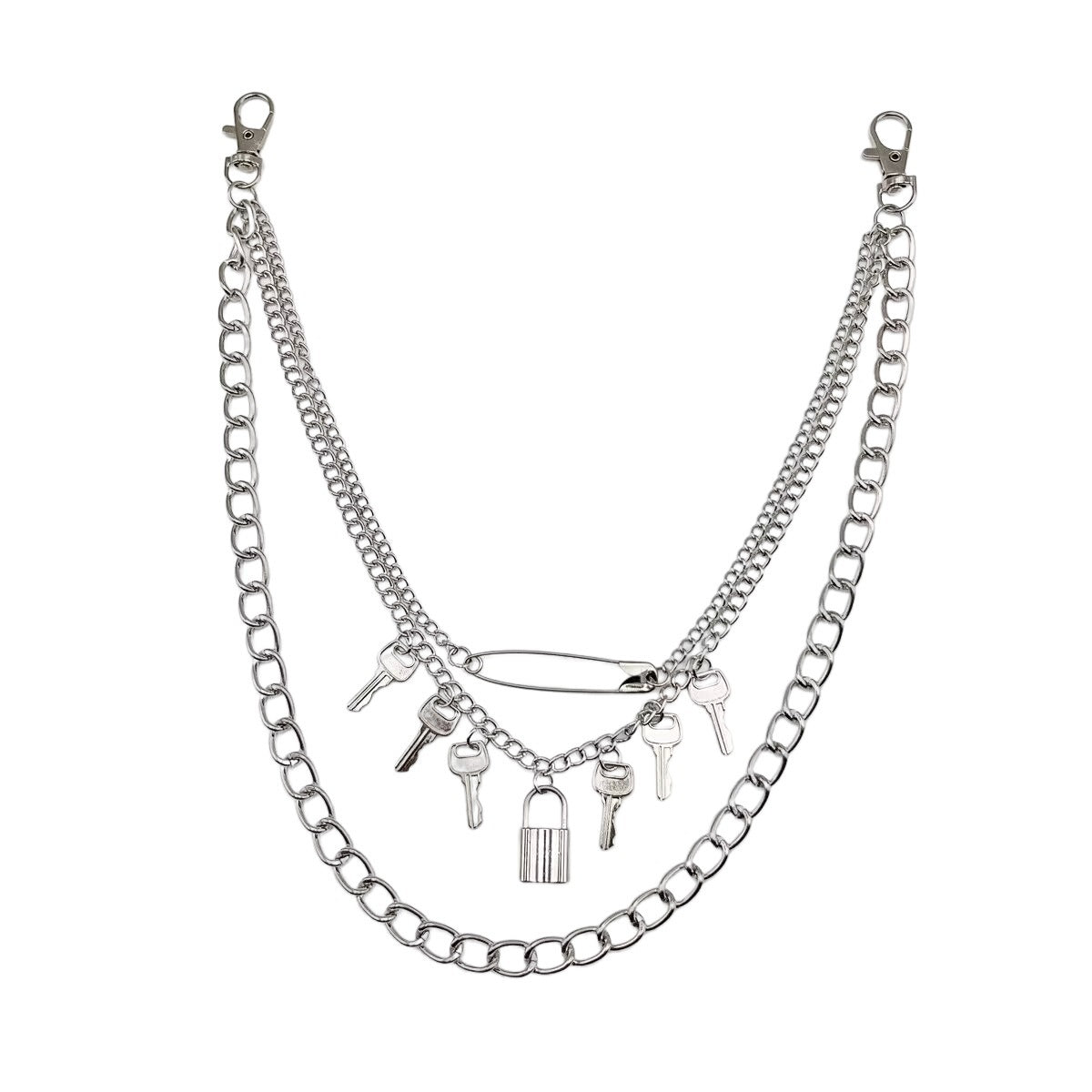 Vintage Metal Key Pendant Multi-layer Waist Chain