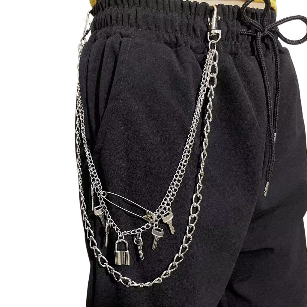 Vintage Metal Key Pendant Multi-layer Waist Chain