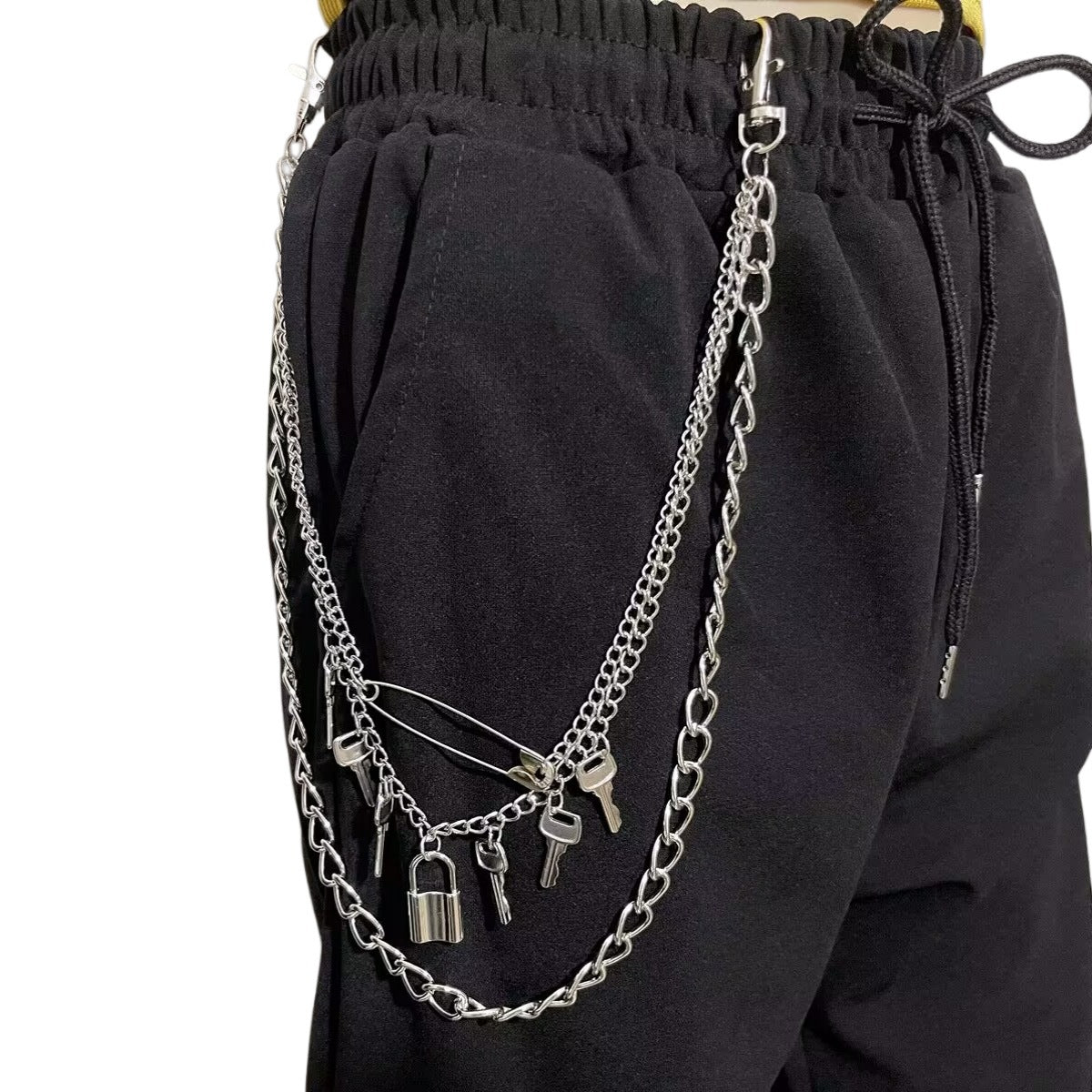 Vintage Metal Key Pendant Multi-layer Waist Chain