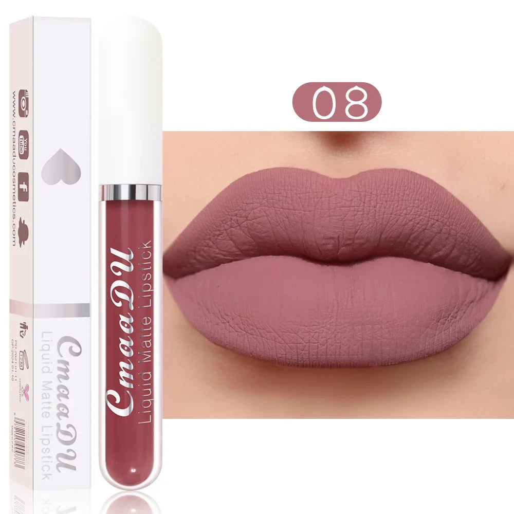 CmaaDu 1 Pcs Matte Lip Gloss Liquid Lipstick- Lip Stains with Long-Lasting Waterproof,  Adult Age Range, Red Tones Easy to Color