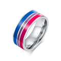Stainless Steel Lesbian LGBT Ring for Women Couple , pride Love Promise Band Stripe Flag Color Engagement Rings