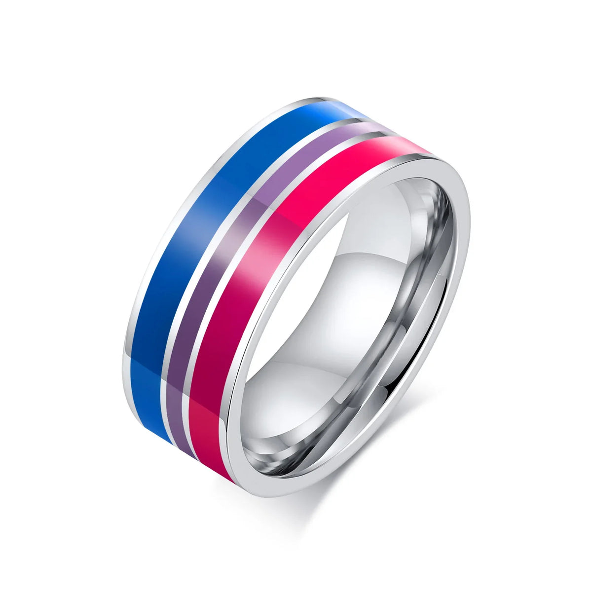 Stainless Steel Lesbian LGBT Ring for Women Couple , pride Love Promise Band Stripe Flag Color Engagement Rings