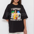 "Support Women's Sports" Adult Humor Bootleg T-Shirt - Funny Sarcastic Slogan Graphic Tee, Premium 100% Cotton Viral Streetwear Top, Witty Adult Humor Gift for Him, 90s Style Bootleg Rap Aesthetic Shirt, Soft Lived-In Heavyweight Statement Apparel