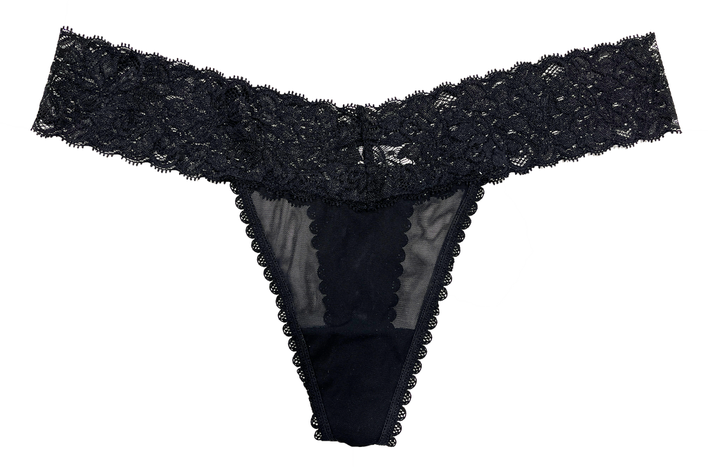 Mesh and Lace Classic Thong, XS-2X
