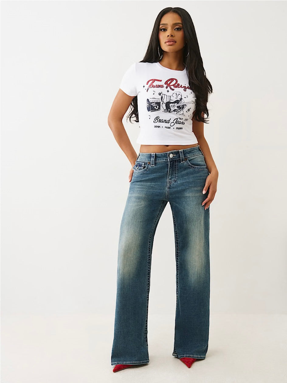 True Religion Crystal Buddha Baby Tee – Optic White